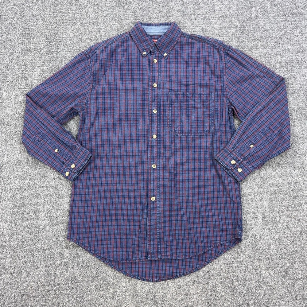 Wrangler Shirt Mens S Blue Plaid Cotton Long Sleeve Button Down‎ Casual